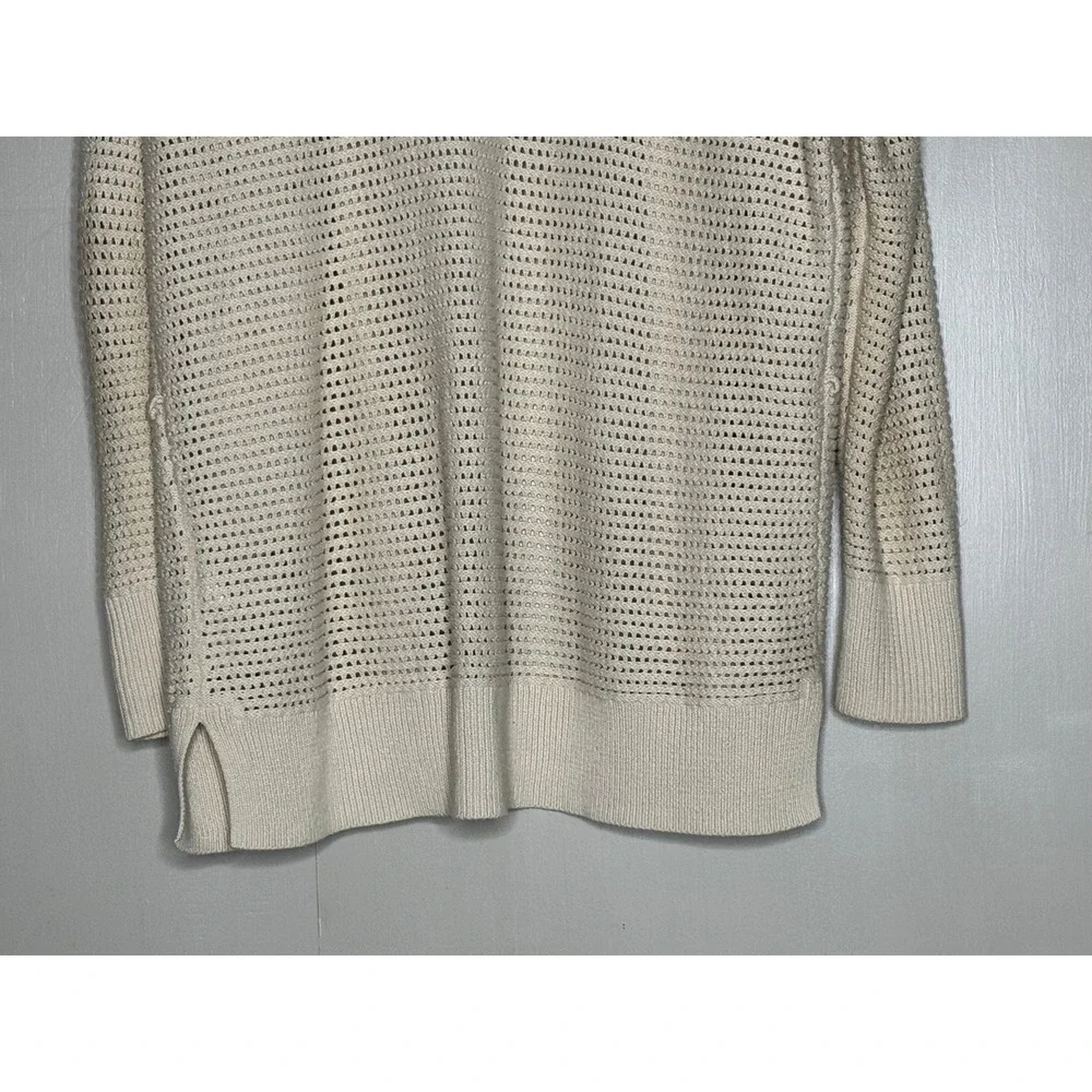 Gap Size L Cream Open Knit Cotton Longline Cardigan